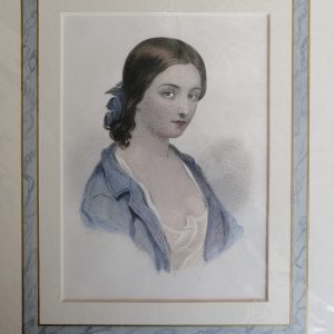 Estampe Polychrome Vintage : Portrait De Femme