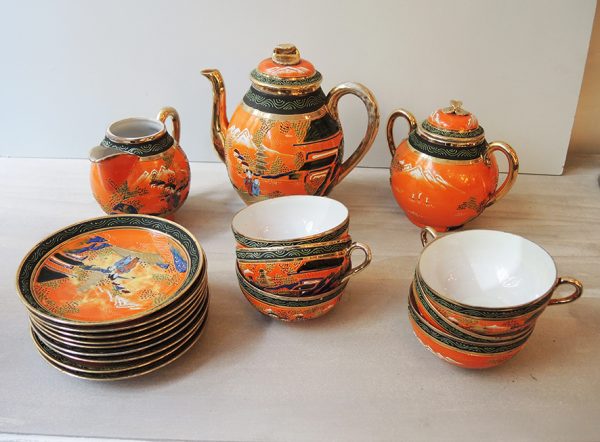 Service De Thé Asiatique Vintage En Porcelaine