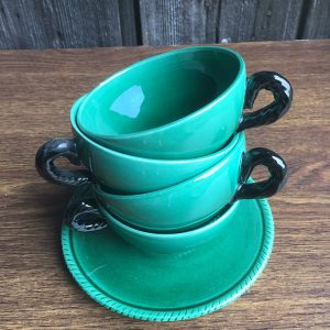 4 Tasses Vintage En Céramique Verte