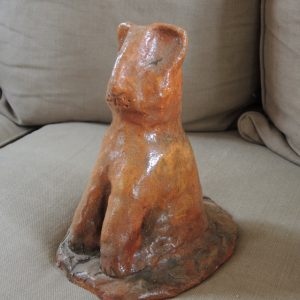 Sculpture Vintage En Poterie : Lionceau Assis
