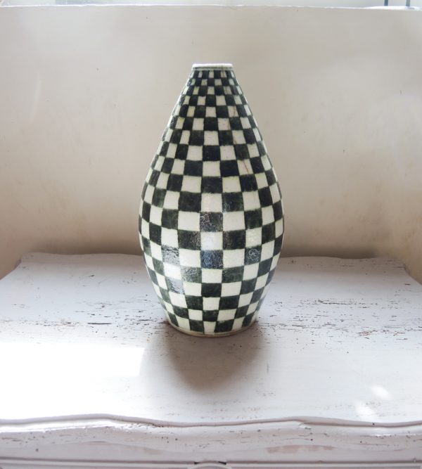Vase Vintage En Grès Emaillé Signé KRIPAL INDIA