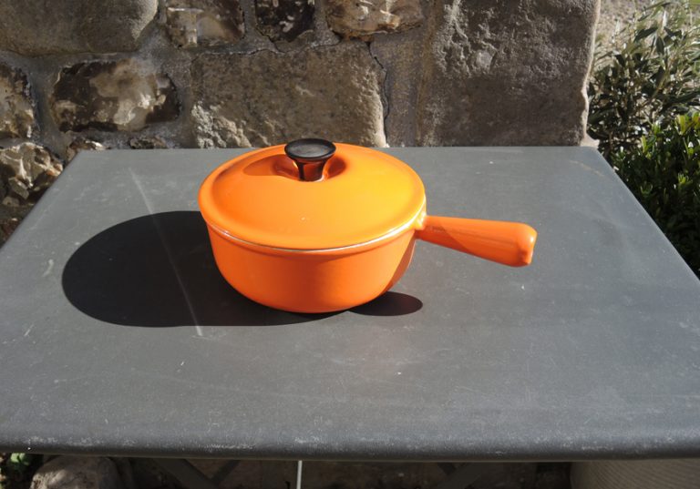 Faitout Le Creuset Orange 20 Cm – Caquelon Fonte Vintage, état Super