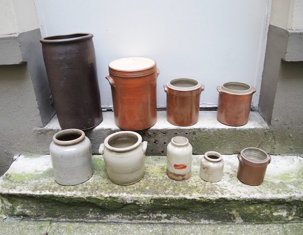 Collection de Pots Vintage en Grès : A Saloir / A Graisse / A Moutarde