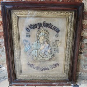 Tableau Religieux Vintage Polonais : La Vierge à L’Enfant