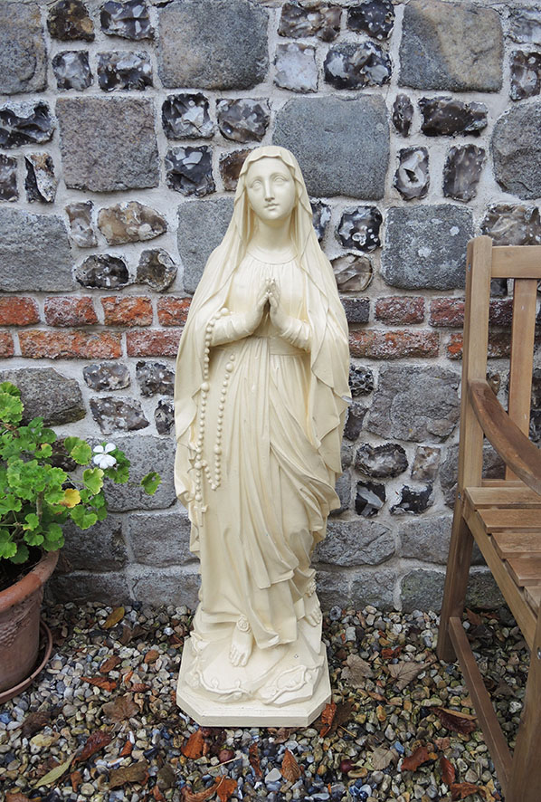 Statue de la Vierge Marie Vintage en Plâtre H 104 cm