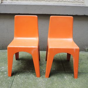 2 Chaises Vintage Enfant en Plastique Orange 70s