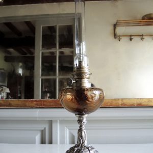 Ancienne Lampe à Pétrole Métal & Verre