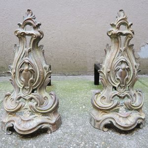 Anciens Chenets de Style Baroque / Rocaille