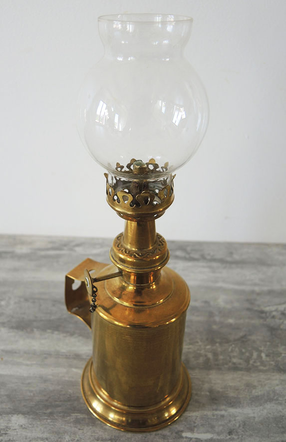 Ancienne Lampe PIGEON Authentique Laiton & Verre - Vintage French Finds