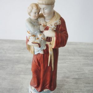 Statuette Vintage de Saint Antoine de Padoue en Biscuit H 27 cm