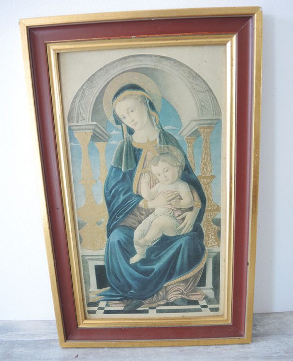 Reproduction Encadrée Vintage de “La Madone au Pilastre d’Or” de Botticelli