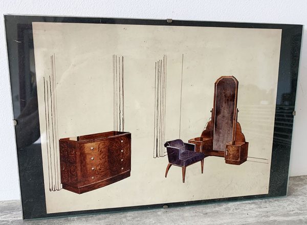 10 Planches de Dessin D’Ebéniste Encadrées Vintage Art Déco
