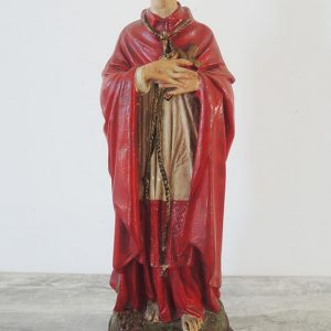 Statuette de Dévotion Vintage: Homme au Manteau Rouge