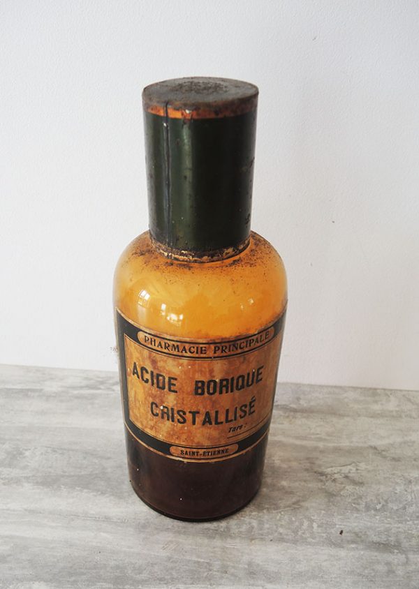 Flacon Apothicaire Acide Borique Cristallisé Vintage
