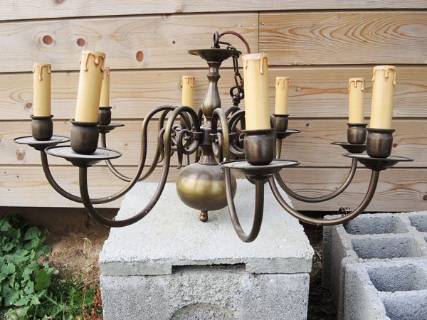 Lustre 8-Lampes Style Hollandais Vintage
