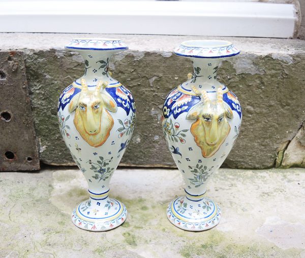 2 Vases Vintage Style Vieux Rouen
