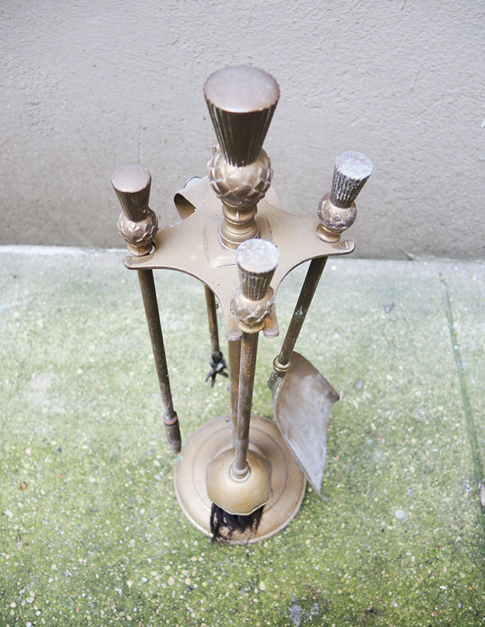 Set outils de cheminée en laiton bruni 4 pièces Cheminée Outils classique  70 cm Cheval - Cyberbois - Le bois sous toutes ses formes