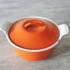 ANCIEN FAIT TOUT Émaillé Rouge Moucheté Orange Nuance Marmite Vintage