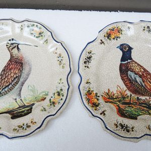 Paire d'Assiettes Vintage LAMI ITALY : Décor Oiseaux