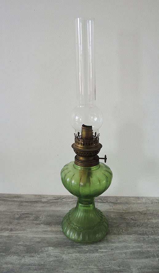 Lampe à Pétrole Vintage en Verre Vert