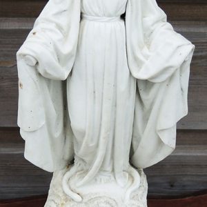 Statuette Vintage de la Vierge au Serpent en Biscuit