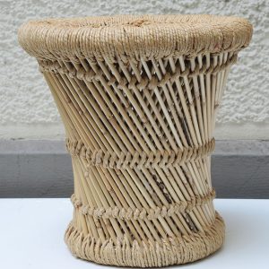 Tabouret Vintage en Corde Tressée & Bambou