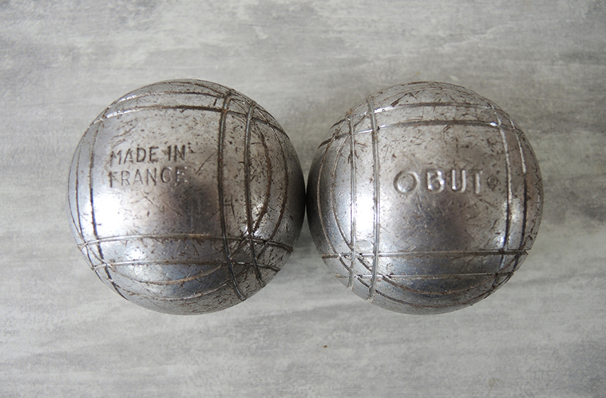 Ancien Coffret de 5 Boules de Pétanque Obut en Acier - Vintage