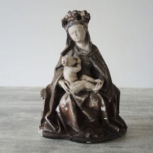 Statuette en Plâtre : Vierge à L'Enfant Assise