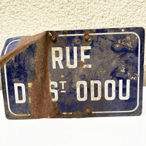 Ancienne Plaque de Rue Emaillée : rue de St Oudou