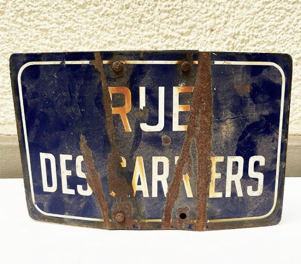 Ancienne Plaque de Rue Emaillée : rue des Carriers