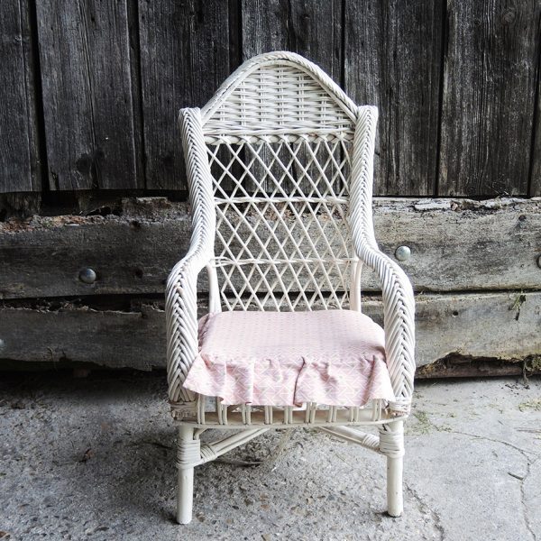 Ancien Fauteuil Pour Enfant en Osier Blanc