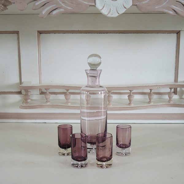 Service à Liqueur / Digestif en Verre Violet