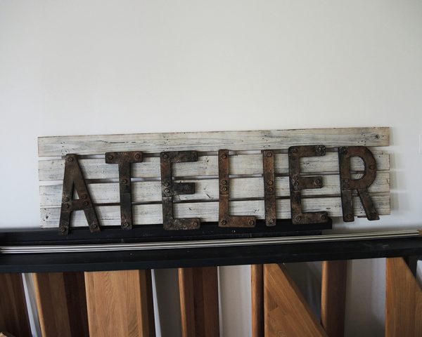 Ancienne Enseigne ATELIER en Bois & Fer
