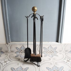 Ancien Serviteur de Cheminée en Fer Forge