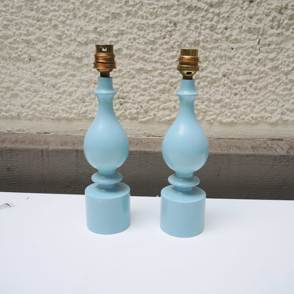 2 Anciens Pieds de Lampe Bleu Philippe
