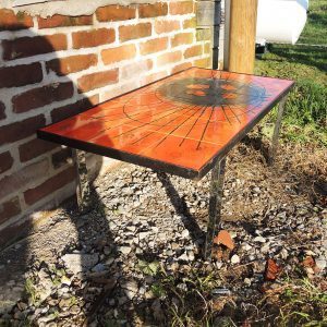 Ancienne Table Basse en Ceramique Orange Signée Belarti