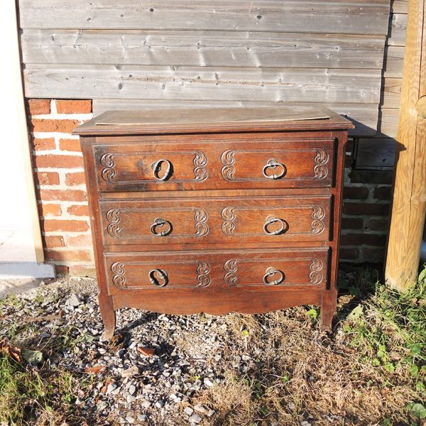 Ancienne Commode 3-Tiroirs en Bois