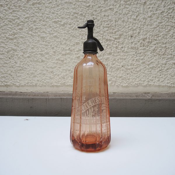 Ancien Siphon en Verre Rose DESMAZIERES & LEIVEN