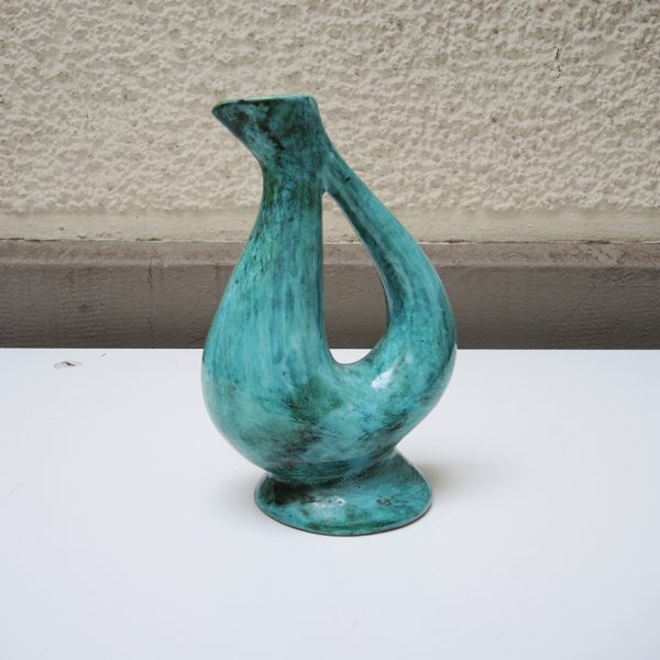 Ancienne Cruche en Céramique Turquoise