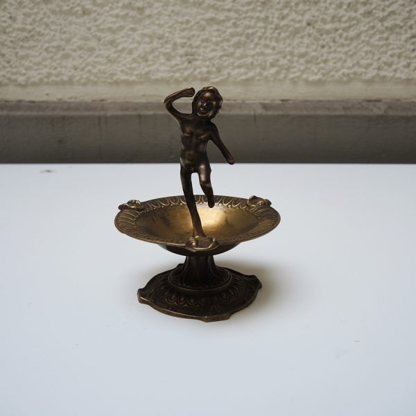 Ancien Cendrier Chérubin en Laiton