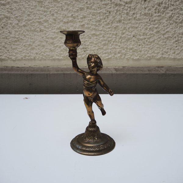 Ancien Bougeoir Chérubin en Bronze
