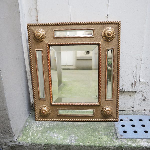 Ancien Miroir à Parclose en Laiton