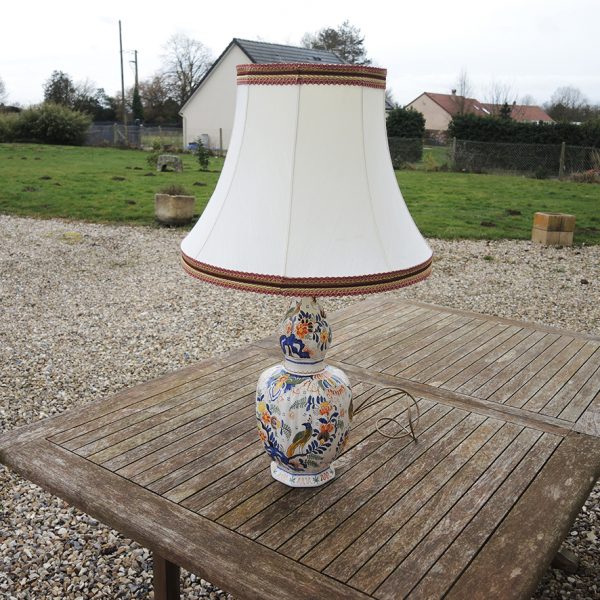 Ancien Pied de Lampe en Faïence de Style Desvres