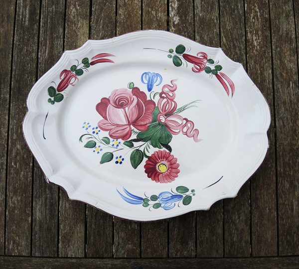 Ancien Grand Plat Oval en Faïence