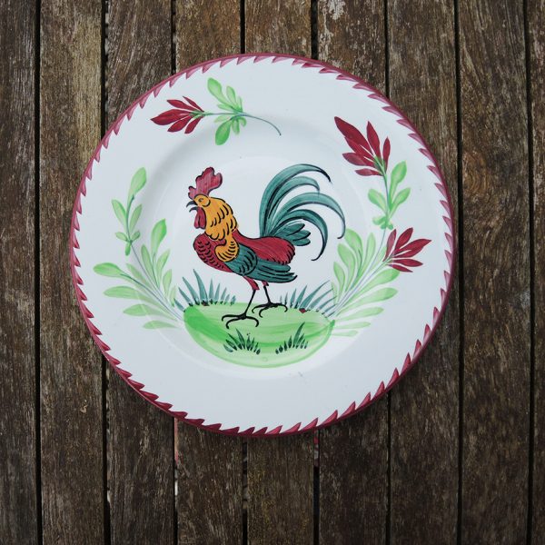 Ancienne Assiette Plate en Céramique - Décor Coq