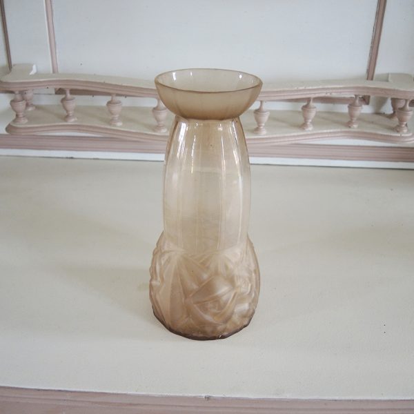 Ancien Vase à Jacinthe en Verre Rose Art Déco