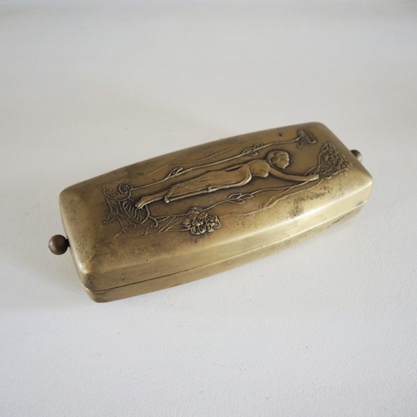 Ancienne Brosse de Table en Bronze Art Nouveau