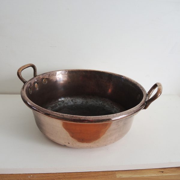 Ancien Chaudron Bassine à Confiture en Cuivre D 37 cm