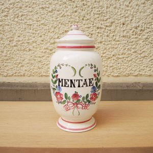 Ancien Pot d’Herboristerie en Faïence MENTAE