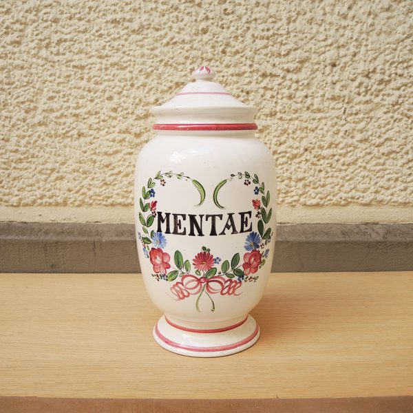 Ancien Pot d’Herboristerie en Faïence MENTAE
